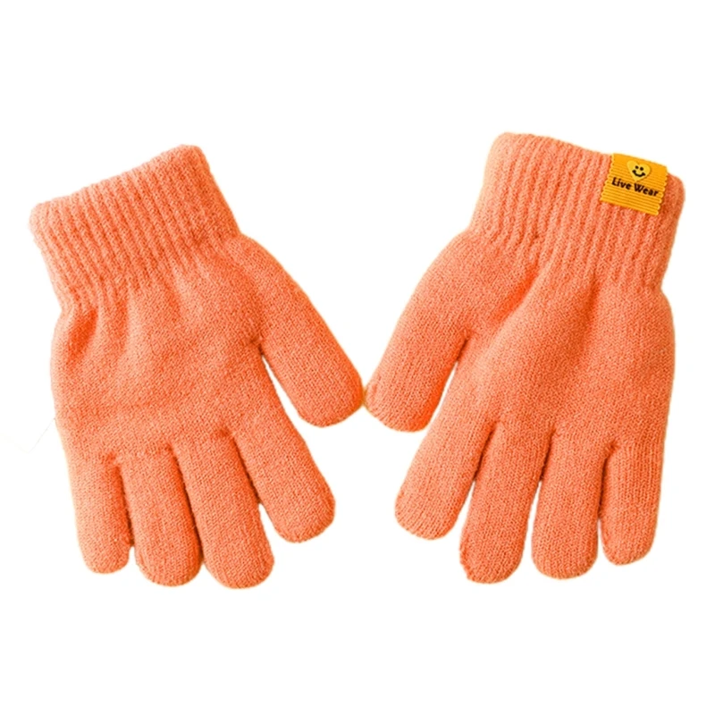 Двухслойные перчатки для детей, теплая зимняя одежда для рук с пятью пальцами, двухслойная защита рук для мальчиков и девочек