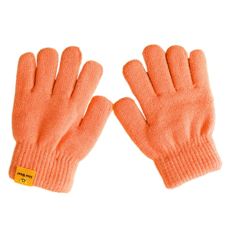 Двухслойные перчатки для детей, теплая зимняя одежда для рук с пятью пальцами, двухслойная защита рук для мальчиков и девочек
