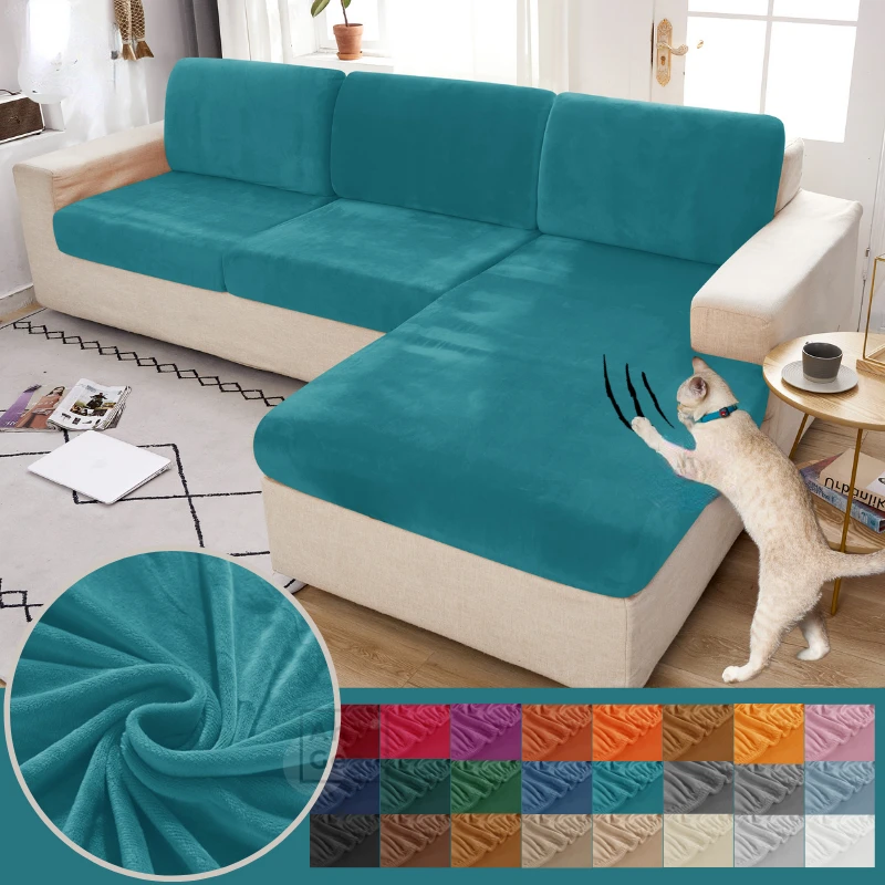 Эластичные чехлы для диванов для гостиной, протектор дивана, Бархатный чехол для подушки, однотонный