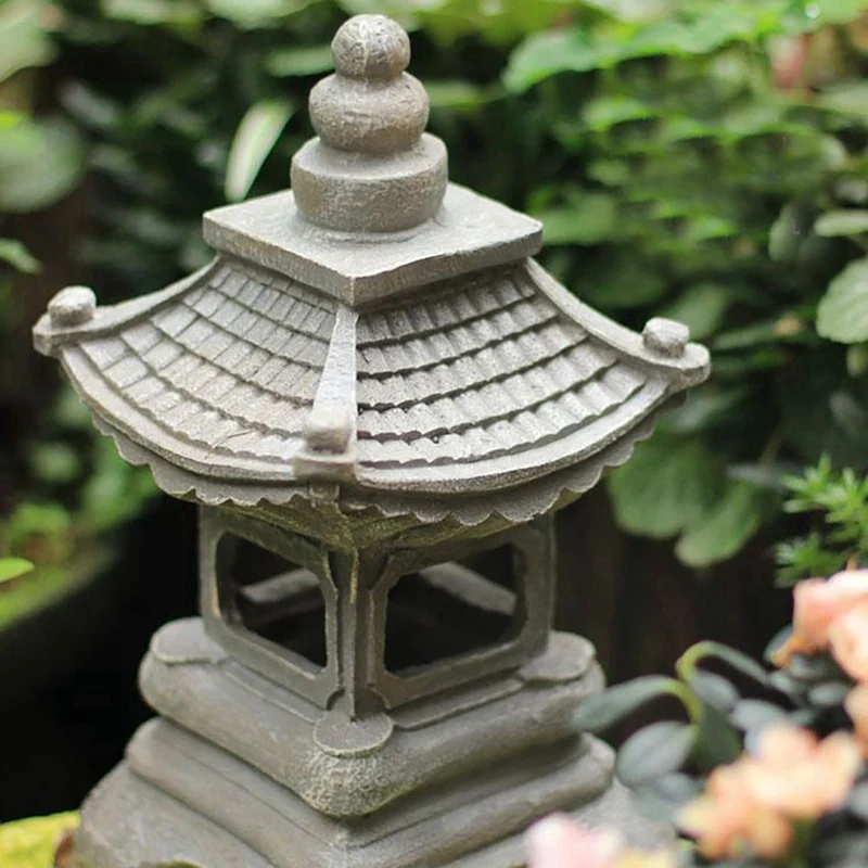 2X Украшение внутреннего двора в японском стиле, полимерная солнечная лампа, дворцовые фонари, ландшафтные светильники Дзен, украшение для домашнего садоводства