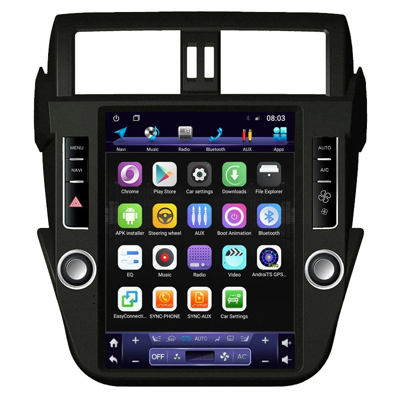 ZOYOSKII Android 10-12, 1 дюймовый вертикальный экран в стиле Tesla Автомобильный радиоприемник GPS Bluetooth навигационный плеер для Toyota Prado 2014-2017