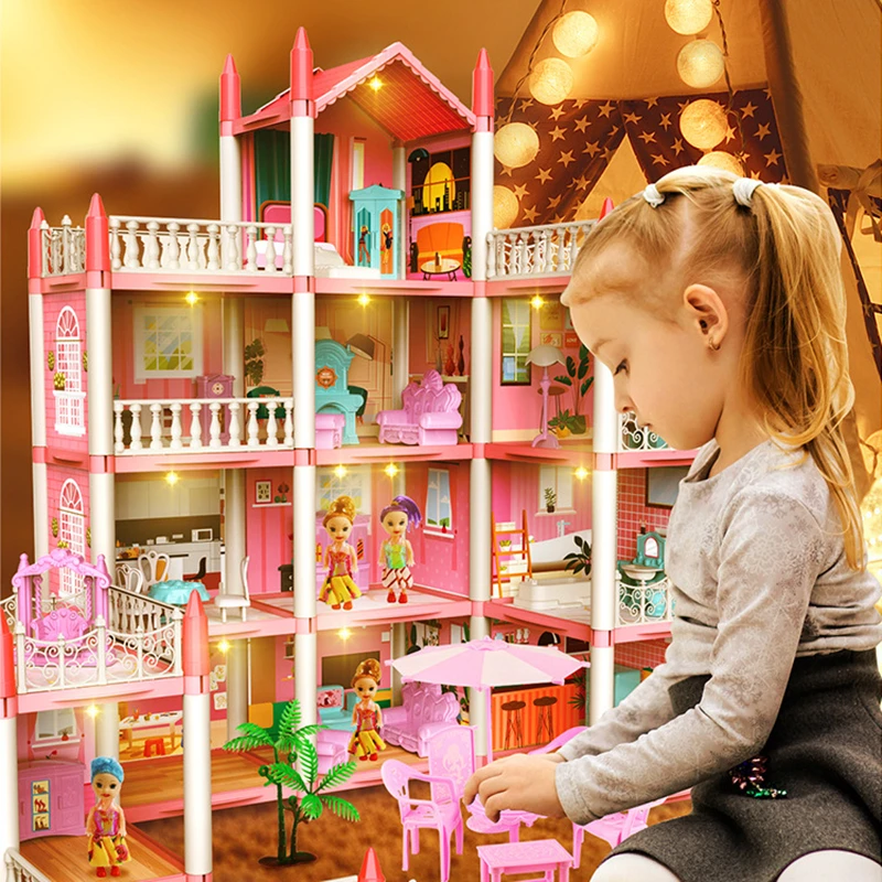 Игрушки для детей и девочек из трансграничных 3D-блокбастеров, набор игрушек для сборки виллы в стиле ФЭНТЕЗИ 