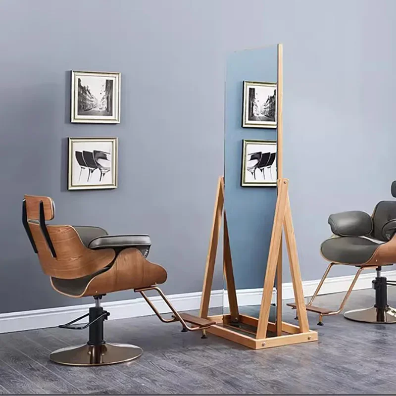 Роскошное кресло для парикмахерской с позолоченными ножками, винтажное кресло для салона красоты, портативная поворотная коммерческая мебель