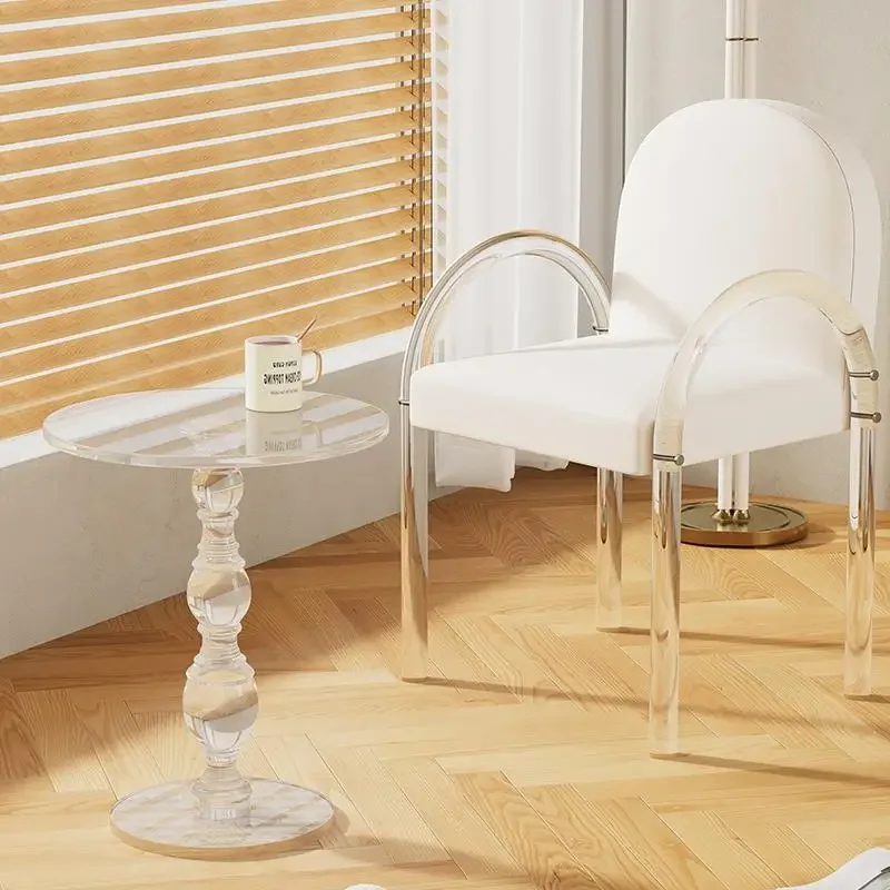 Прозрачный журнальный столик Маленький круглый столик Современный минималистичный диван для гостиной Приставной Акриловый Угловой столик Журнальный столик