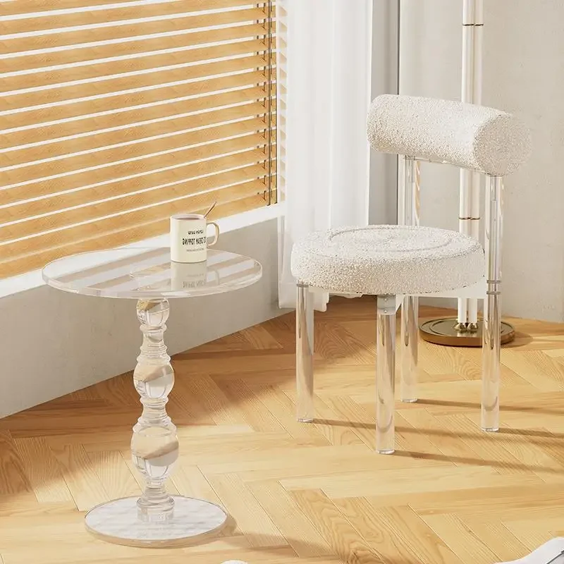 Прозрачный журнальный столик Маленький круглый столик Современный минималистичный диван для гостиной Приставной Акриловый Угловой столик Журнальный столик