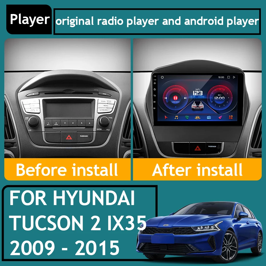 Автомагнитола Qualcomm Android для Hyundai Tucson 2 IX35 2009-2015 Навигация GPS Android Авто Стерео Видео 5G BT Wifi Без 2din DVD