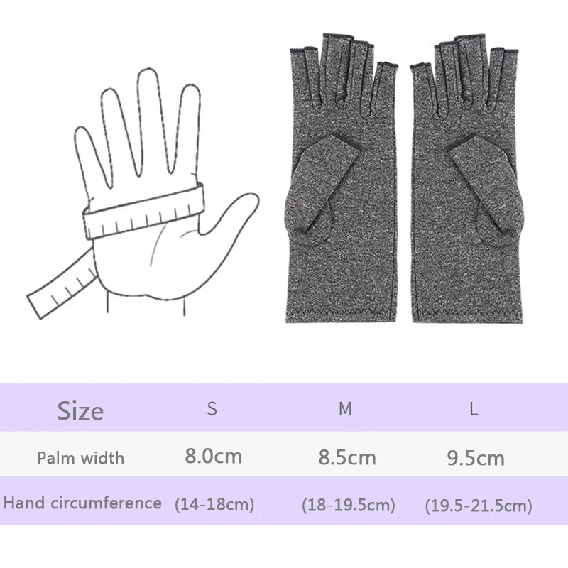2шт компрессионных перчаток от артрита Премиум-класса для снятия боли в суставах Перчатки для рук Терапия Открытыми пальцами Компрессионные перчатки