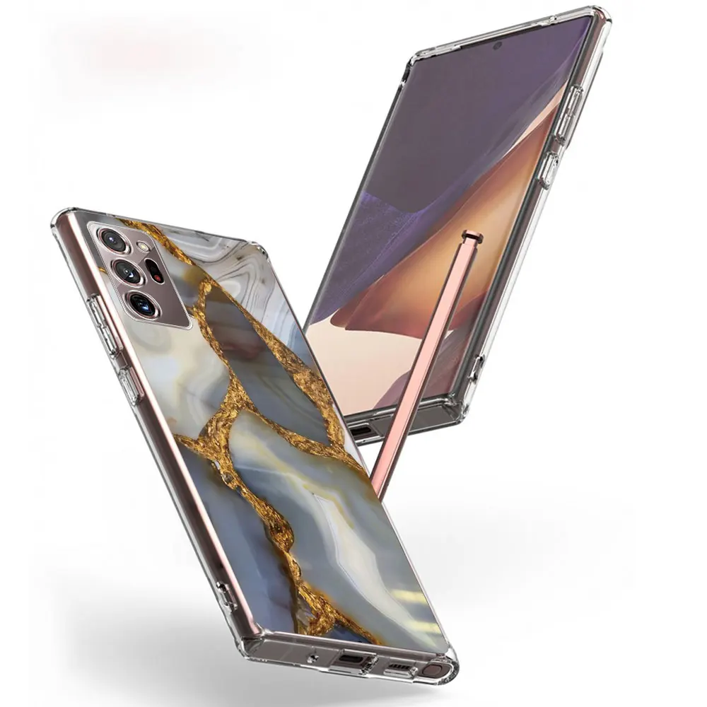 Шикарный Мраморный Чехол из Золотой Фольги для Samsung Galaxy Note 20 Ultra 10 Lite 9 8 Plus Прозрачный Чехол Для Телефона из ТПУ S23 S21 S20 S22 Coque