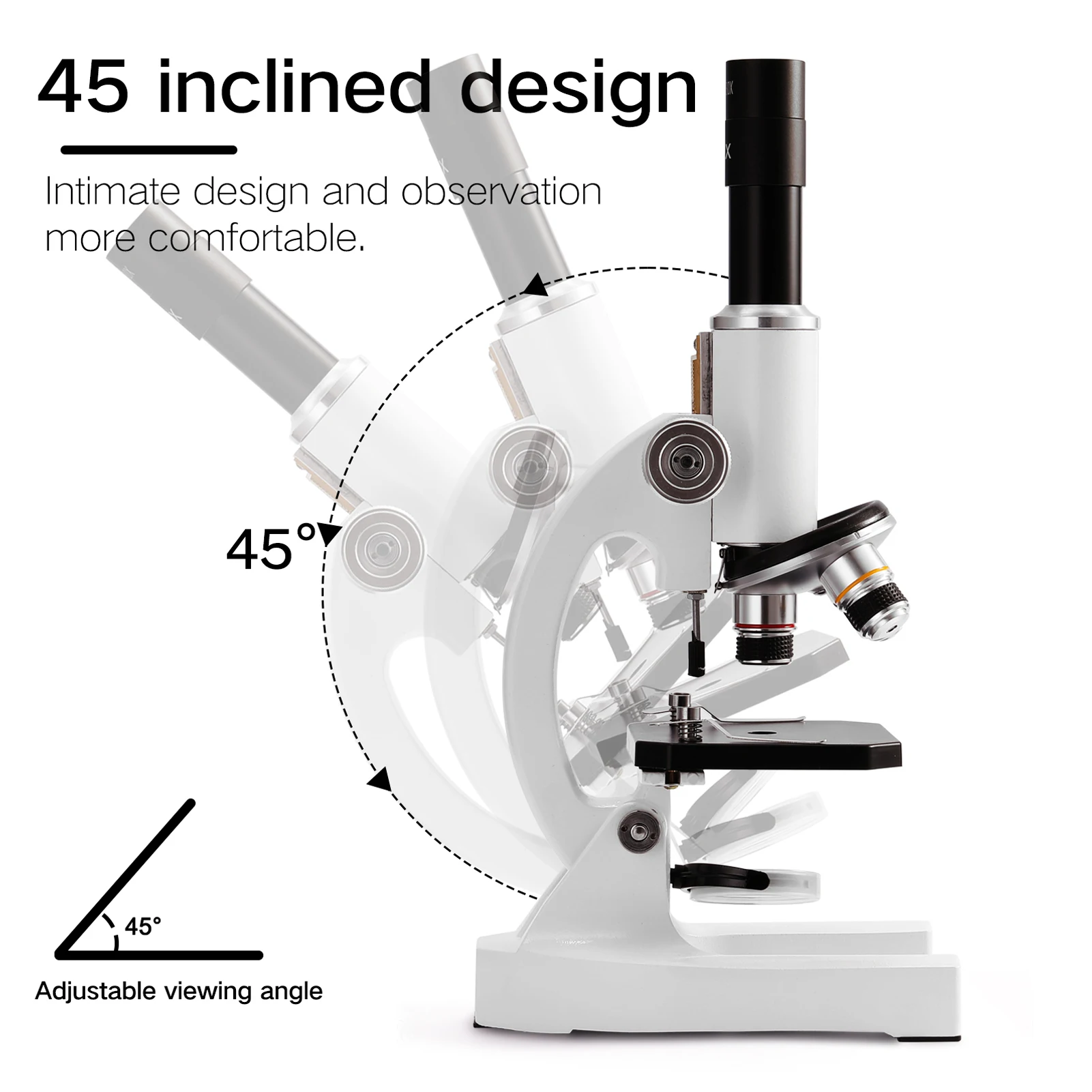 64X-2400X Монокулярный оптический микроскоп Для детей начальной школы, научный Экспериментальный Биологический Обучающий микроскоп, подарок для детей
