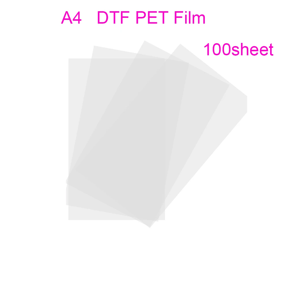 ПЭТ-пленка формата А4 100ШТ для прямой печати на пленке для печати DTF чернилами, ПЭТ-пленка для печати и переноса