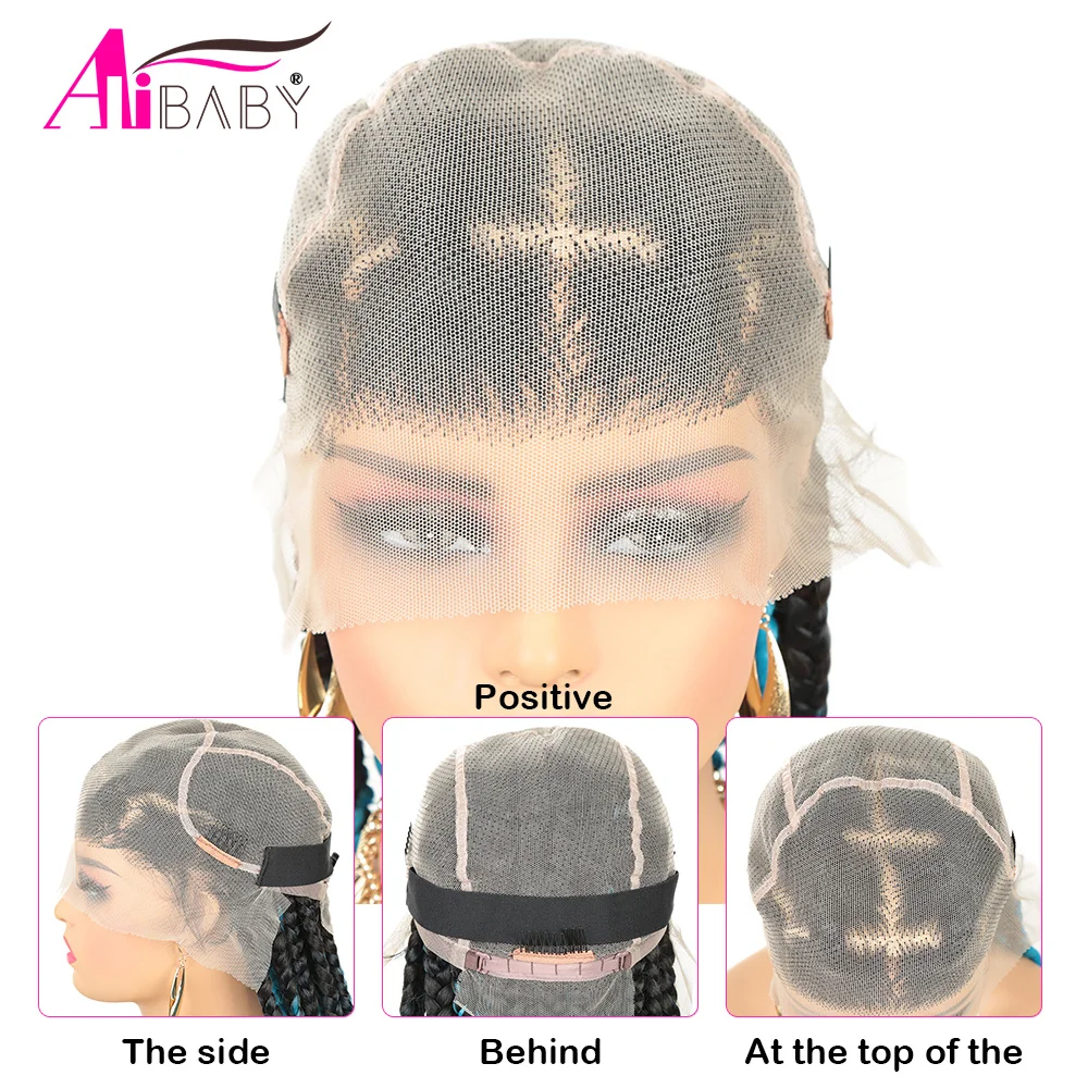 36-дюймовая коробка с полным кружевом спереди, плетеные парики для женщин из длинных прямых синтетических волокон, полный парик из кружевной косы с детскими волосами