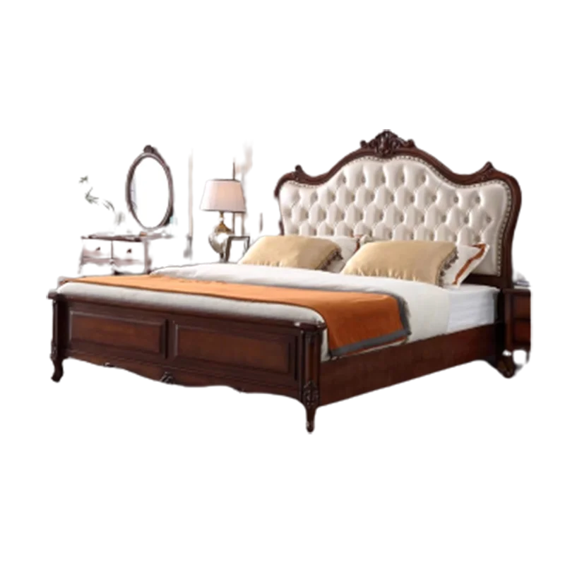 Деревянная двуспальная кровать Queen-size, двуспальная кровать высокого класса, спальня с двумя односпальными кроватями, Изголовье двуспальной кровати, Спальный гарнитур, Супружеская мебель для спальни