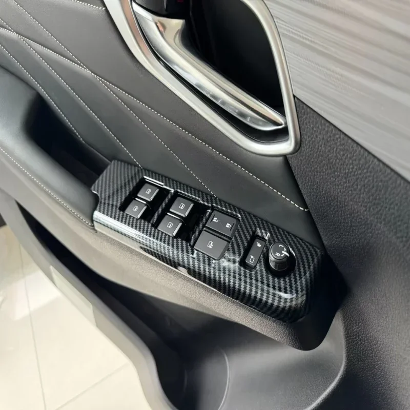 Для Isuzu D MAX D-MAX DMAX 2023 2024 ABS кнопка стеклоподъемника из углеродного волокна Панель Переключения передач Крышка розетки переменного тока