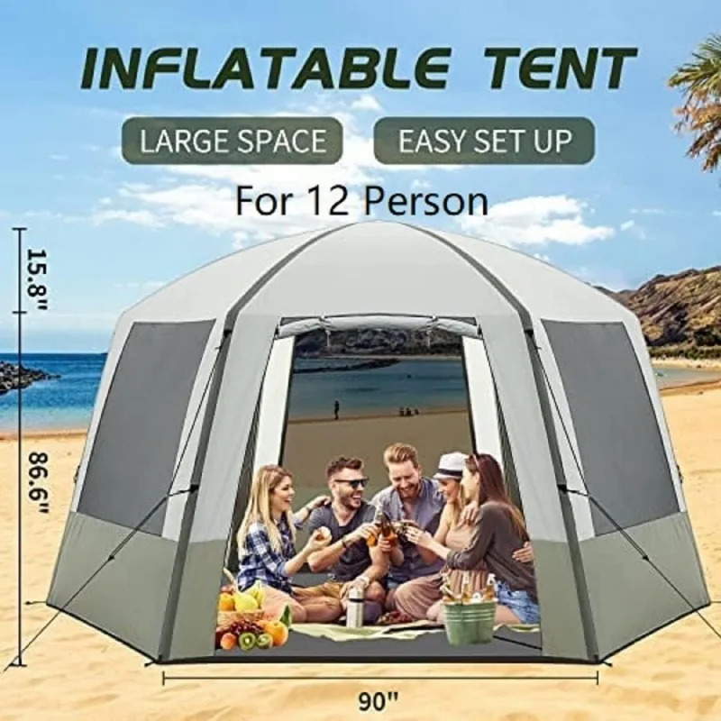 Надувная палатка для кемпинга, беседка, палатки для кемпинга на 8-12 человек, портативная водонепроницаемая палатка для навеса, экранная палатка 15 ' × 15'