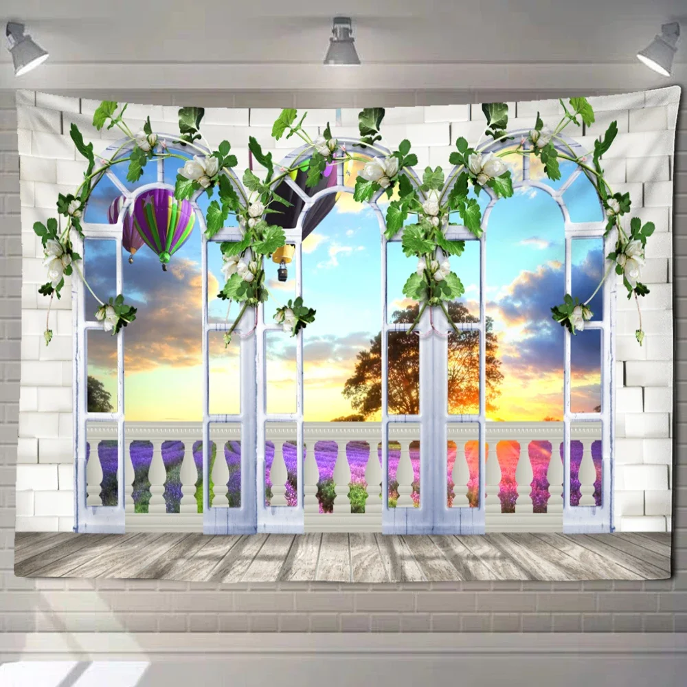 Красивый Пляжный пейзаж, Картина на окне, Гобелен, Настенный художественный фон, украшение дома, Эстетичный плакат для сада на открытом воздухе