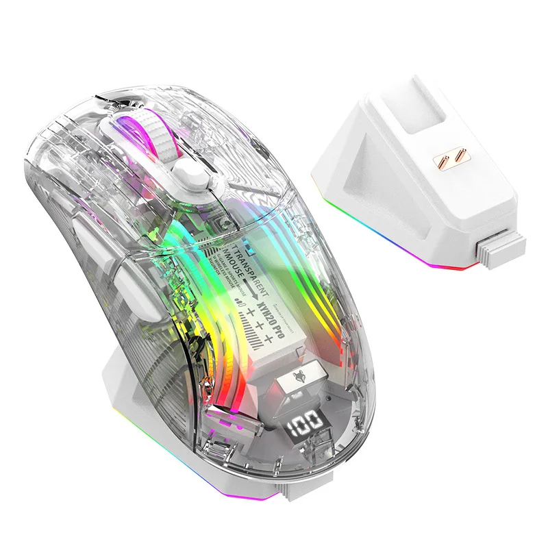 JUMPEAK Прозрачная Игровая Мышь RGB Bluetooth Беспроводная С Проводным Цифровым Дисплеем Type-C Перезаряжаемый Компьютер С Отключением Звука PC Gamer Mause