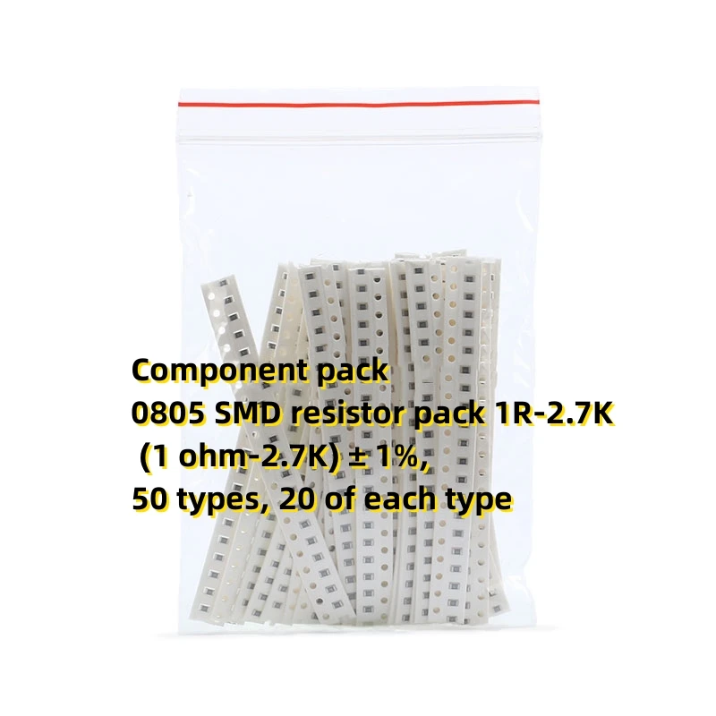 Комплект компонентов 0805 SMD-резисторный блок 1R-2,7 К (1 Ом-2,7 К) ± 1%, 50 типов, по 20 каждого типа