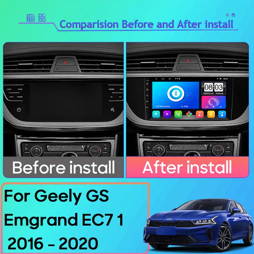 7862 Процессор Android 13 Автомобильный DVD-радио Для Geely GS Emgrand EC7 1 2016-2020 Мультимедийный Плеер Головное Устройство GPS Навигация Без 2din WIFI