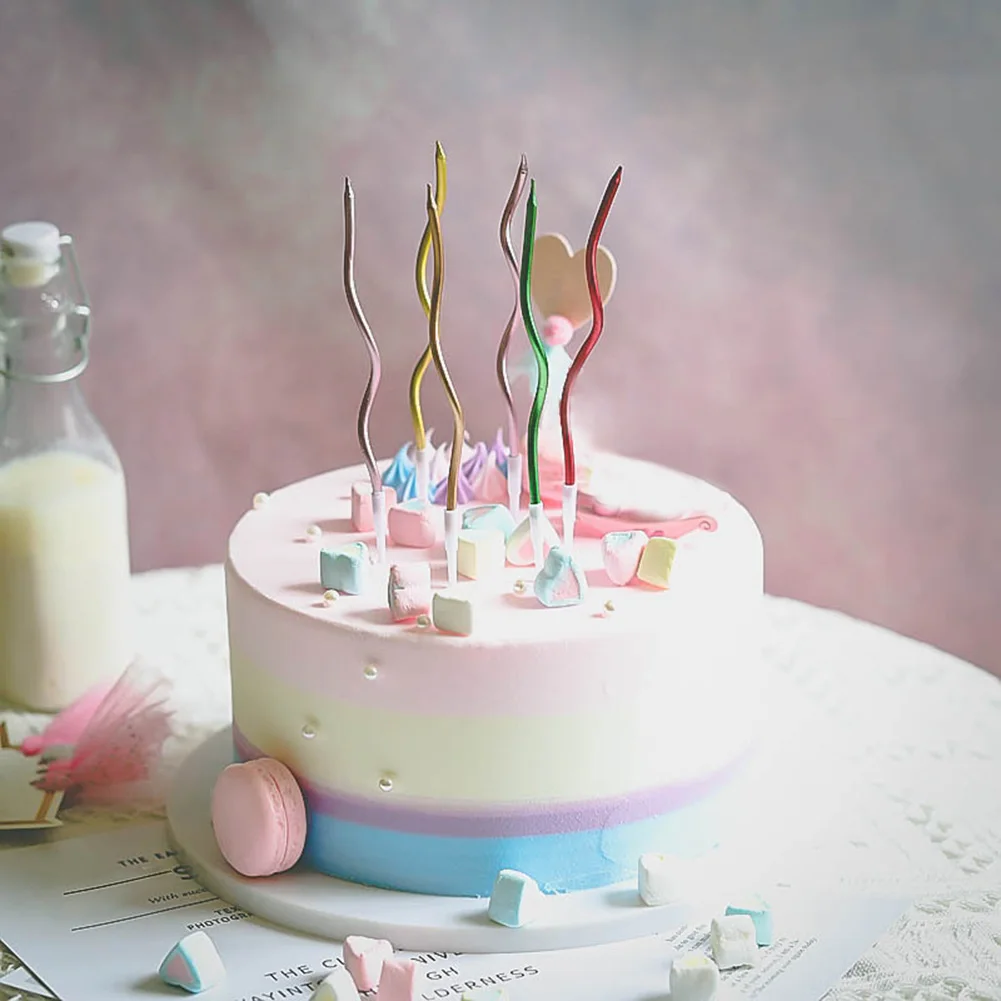 Изогнутая нить Радужная свеча Дети С Днем Рождения Украшение торта Принадлежности для вечеринки Свечи для торта на День рождения Топпер для торта
