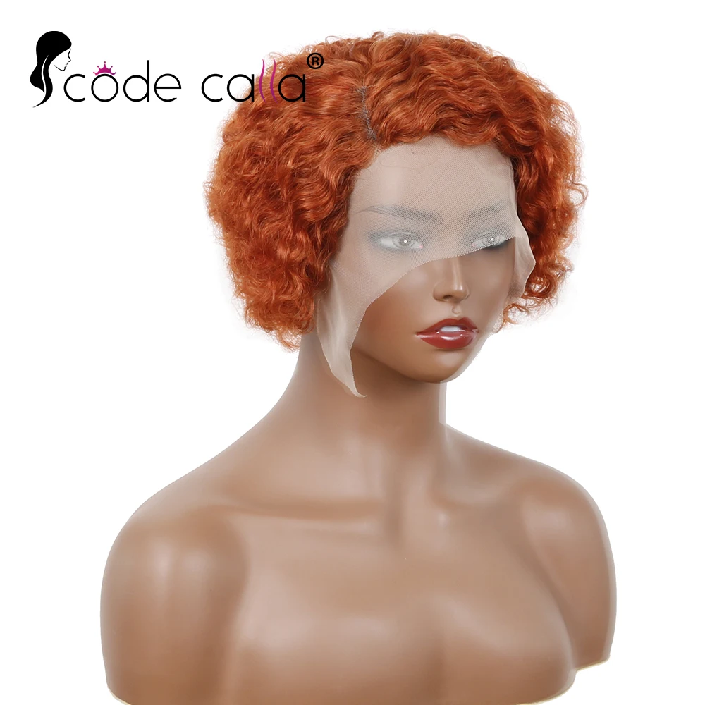 Парики из человеческих волос с волнистой имбирной водой, оранжевые парики-Бобы для женщин, цветные парики из человеческих волос с фронтальной шнуровкой, вьющиеся волосы бразильского
