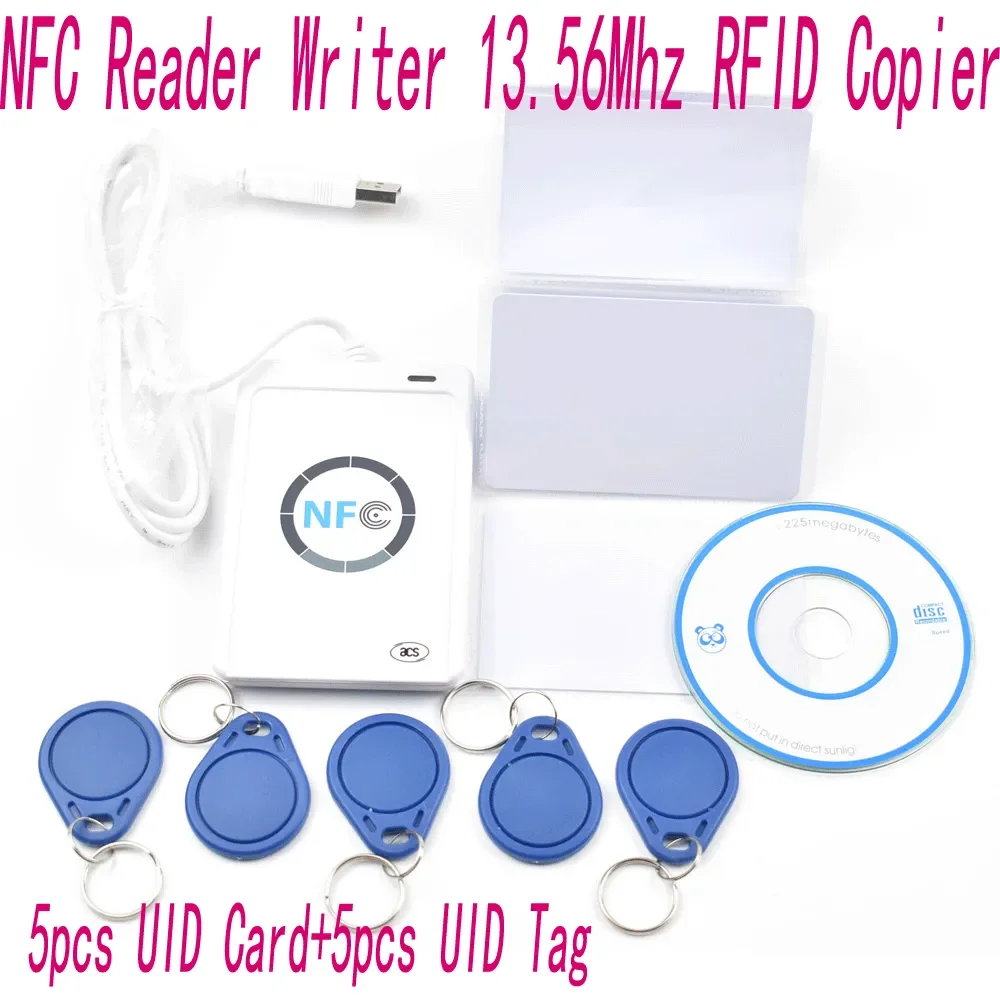 ACR122u NFC Reader Writer 13,56 МГц RFID-копировальный дубликатор + 5шт UID-карт + 5шт UID-меток + SDK + Программное обеспечение для копирования и клонирования M-ifare