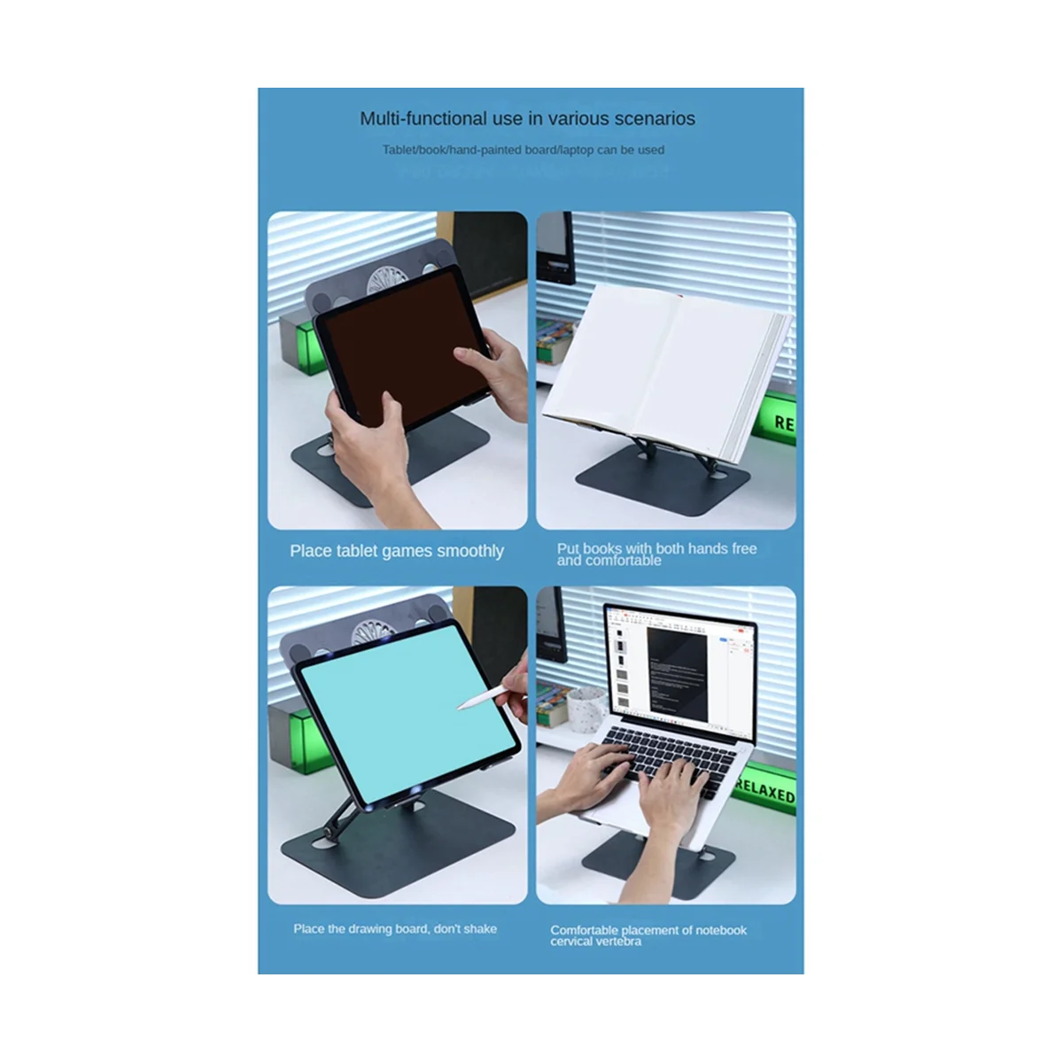 BONERUY Портативная Удобная подставка для ноутбука, Регулируемая с помощью вентиляторов охлаждения, Держатель Складной кронштейн, B