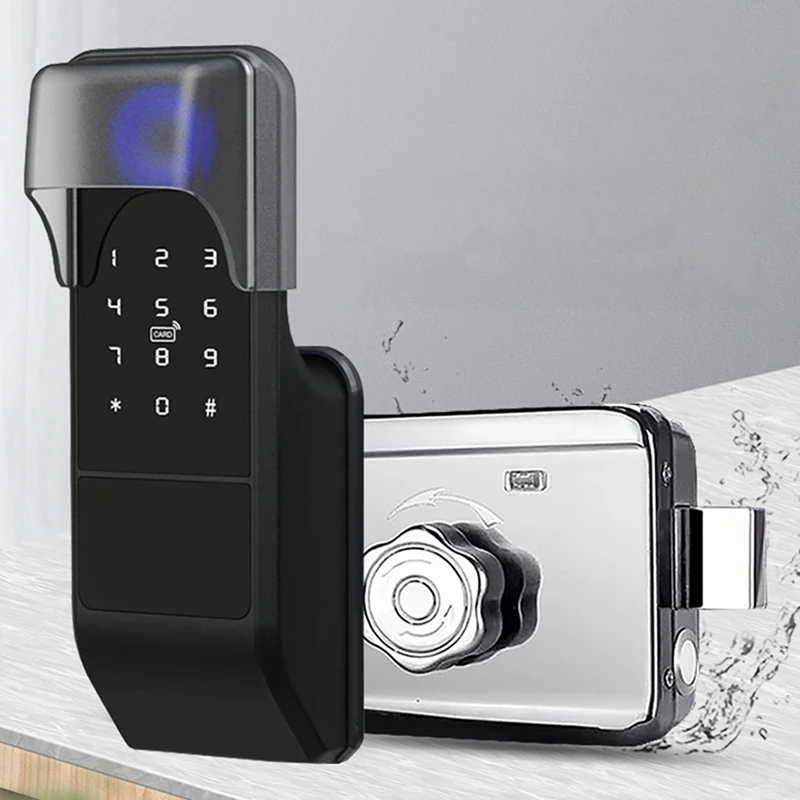 2X Водонепроницаемый умный дверной замок Tuya Wifi с цифровым паролем, двойной электронный замок с отпечатком пальца на ободе