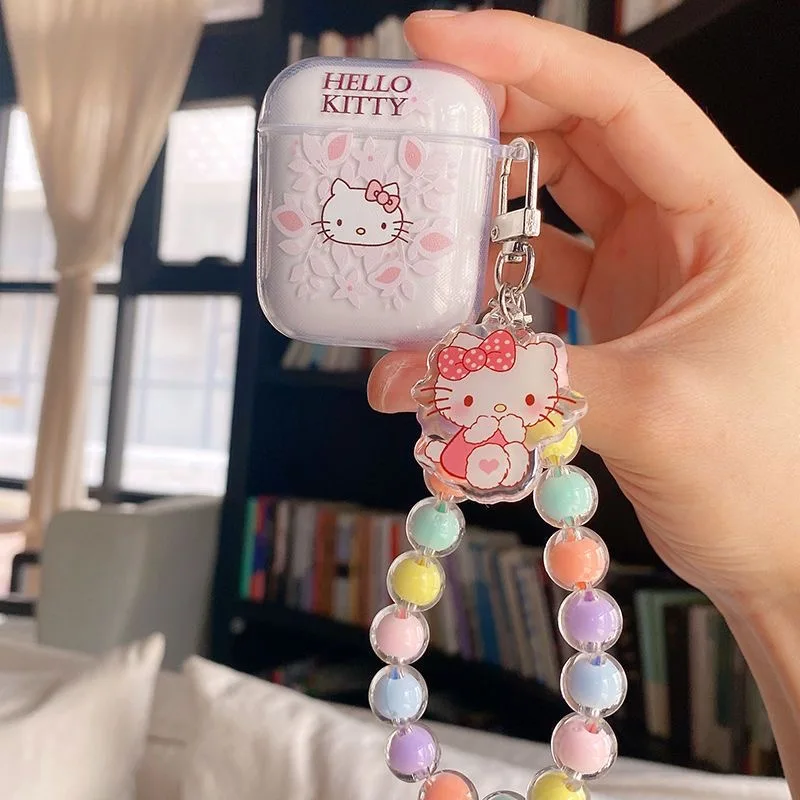 Sanrio Hello Kitty с Браслетом-Подвеской Чехол для Apple AirPods 1 2 3 Pro Чехлы Чехол Для iPhone Bluetooth Наушники Чехол Для наушников