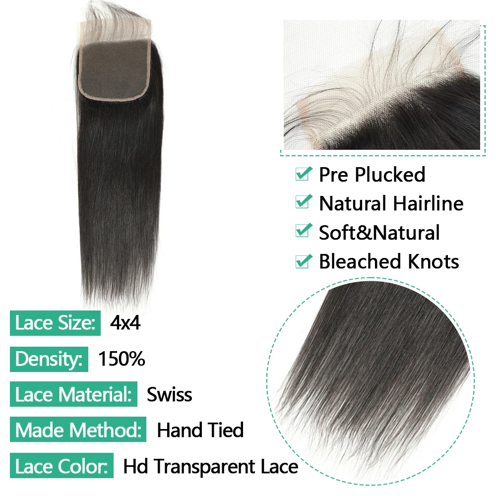 В продаже пучки человеческих волос с застежкой 4x4, Прозрачные кружевные застежки И прямые пучки человеческих волос, 24-дюймовые бразильские пучки