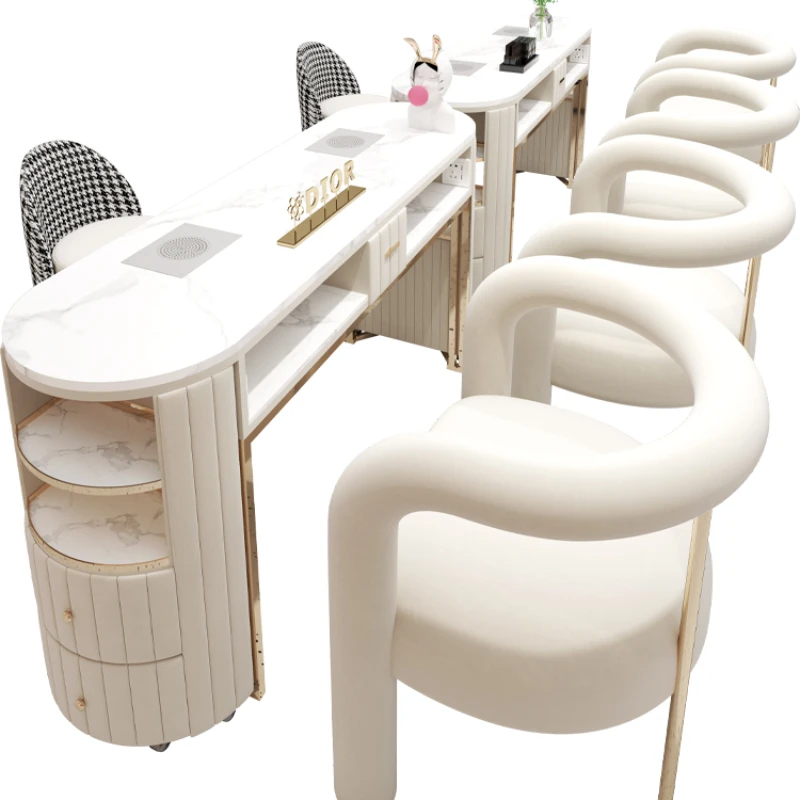 Белые маникюрные столики для макияжа Роскошный пылесос Современные выдвижные маникюрные столики Профессиональная мебель для салона красоты Nagel Tafel MR50NT