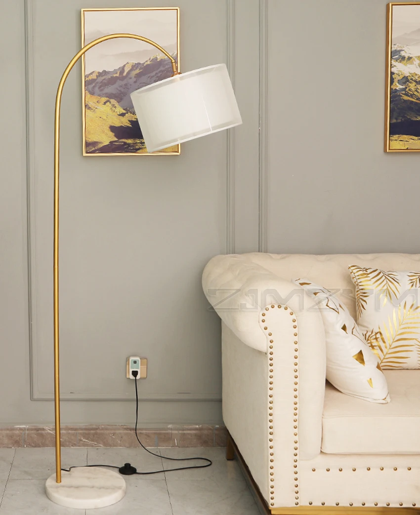 Wędkarstwo lampa podłogowa przełącznik nożny Nordic salon sypialnia lampa stołowa luksusowa marmurowa podstaważela twórcwiatło