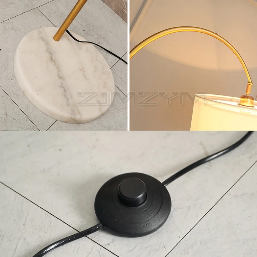 Wędkarstwo lampa podłogowa przełącznik nożny Nordic salon sypialnia lampa stołowa luksusowa marmurowa podstaważela twórcwiatło