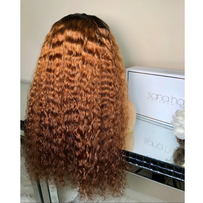 Бесклеевое 26-дюймовое мягкое омбре, светлые Кудрявые Европейские человеческие волосы, еврейский парик на кружеве 13x4 для женщин, детские волосы