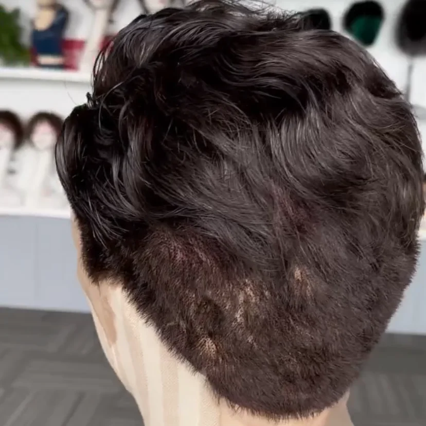 Полностью кружевные парики из человеческих волос для мужчин, предварительно стилизованный мужской парик модной огранки из 100% человеческих волос, бесклеевой мужской парик, удобный в носке
