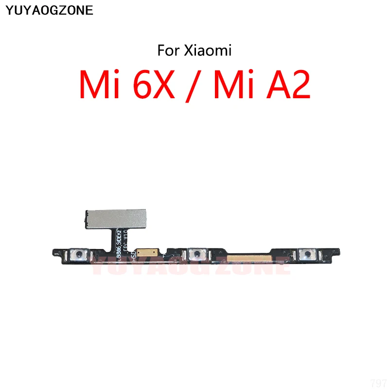 50 шт./лот для Xiaomi Mi 6X /Mi A2, кнопка включения, кнопка отключения громкости, Гибкий кабель
