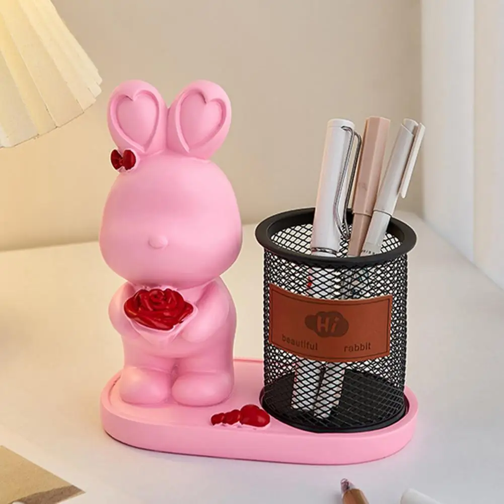 Держатель для карандашей, Многофункциональный настольный органайзер, Пластиковый милый кролик, цветочный декор, контейнер для ручек, украшение для дома