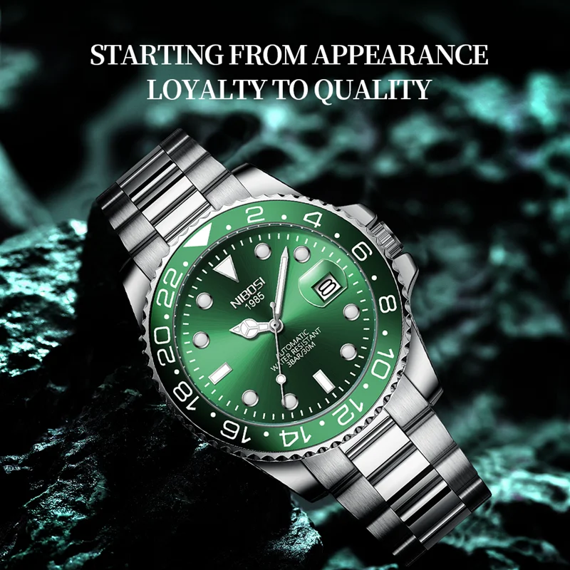 NIBOSI Automatic Men Luxury Brand Модные механические часы с ремешком из нержавеющей стали Мужские наручные часы для мужчин Clock Relogio Masculino