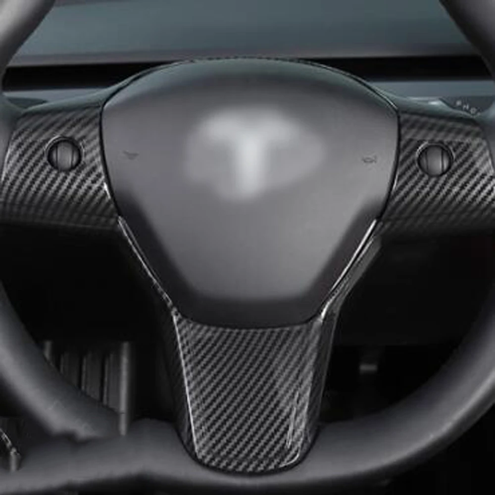 Для Tesla Model Y 2020 2021, крышка рулевого колеса из углеродного волокна, накладка на панель, рамка для кнопок, наклейка, протектор, литье, автомобильные аксессуары