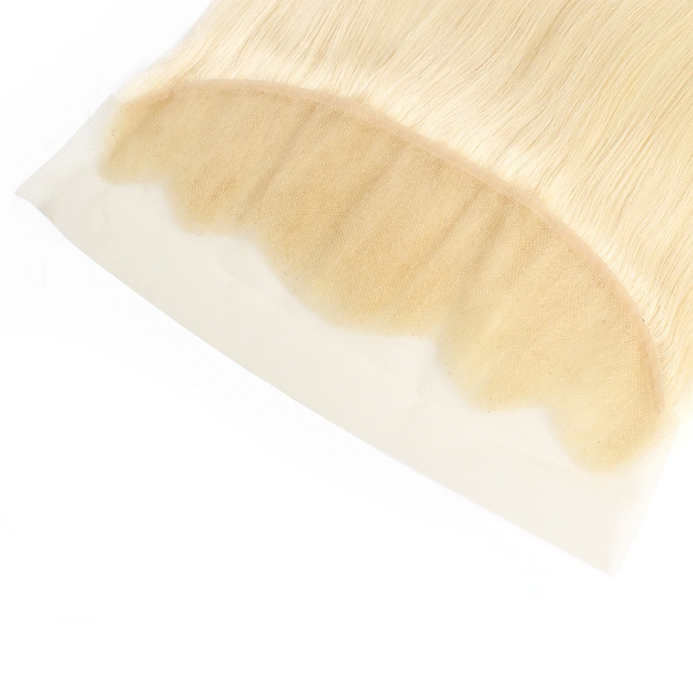 кружевная застежка 4x4 613 Медовая блондинка 13x4 Кружева из человеческих волос спереди Со светло-коричневым швейцарским кружевом, свободная часть предварительно выщипана