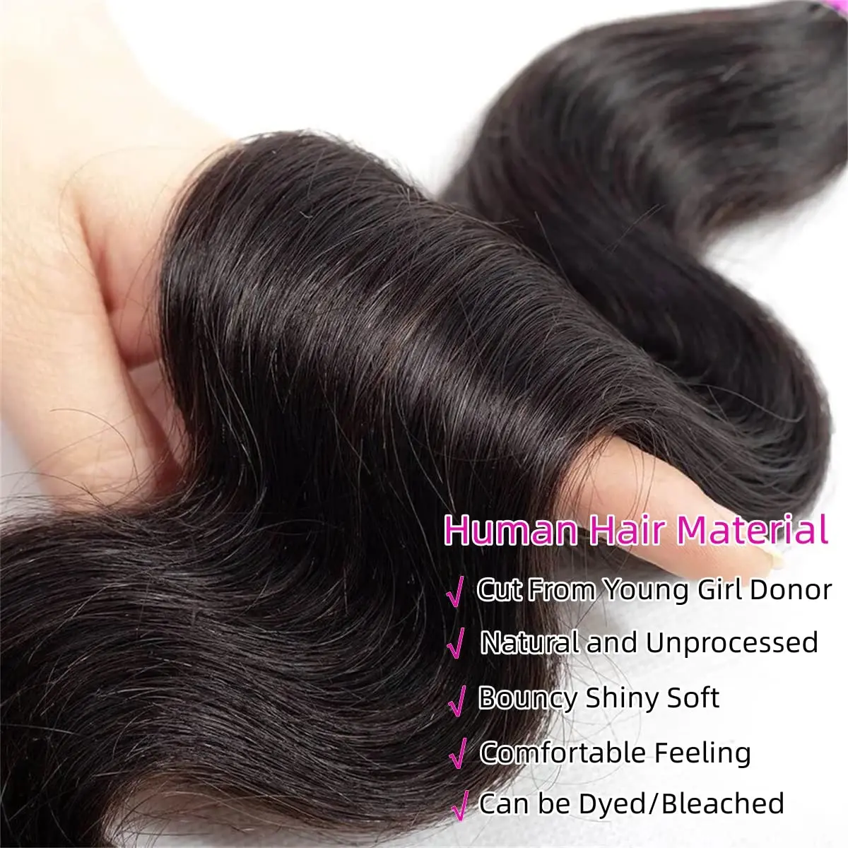 Объемные Человеческие волосы 3 пучка 100% Необработанные Бразильские Пучки волос Для наращивания Человеческих волос Для женщин Натурального Черного цвета