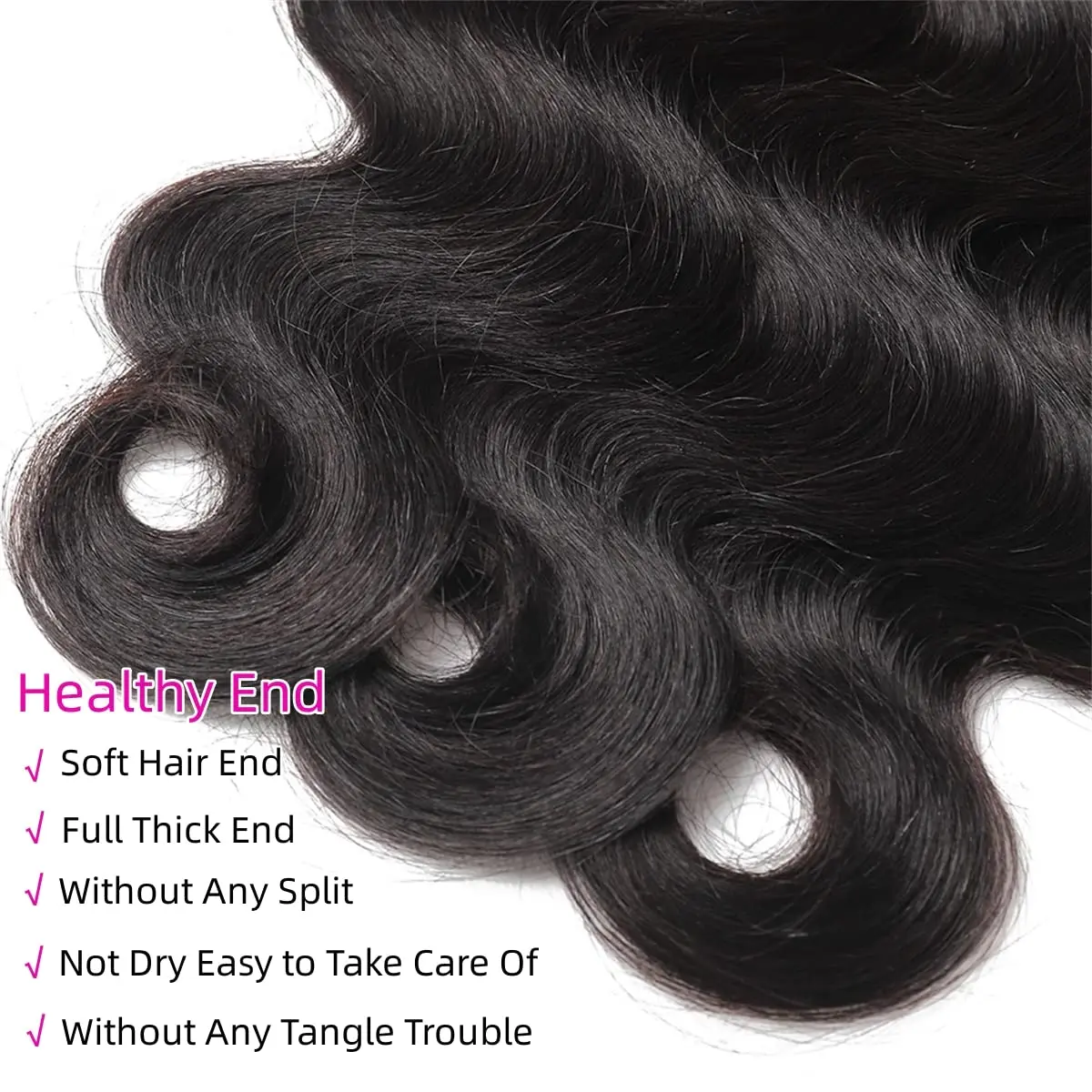 Объемные Человеческие волосы 3 пучка 100% Необработанные Бразильские Пучки волос Для наращивания Человеческих волос Для женщин Натурального Черного цвета