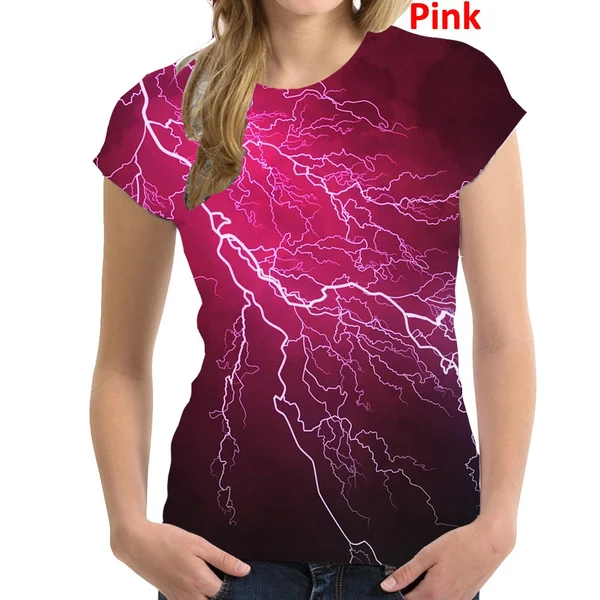 Новая летняя женская модная футболка с коротким рукавом с 3D принтом Молнии