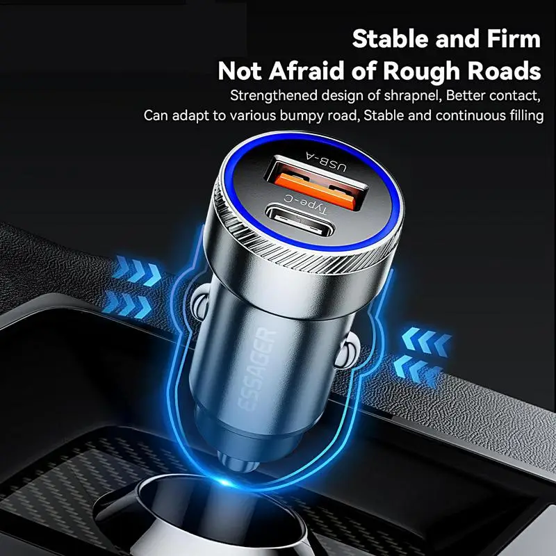 Автомобильное зарядное устройство USB мощностью 54 Вт USB-A Type-C, автомобильный адаптер для быстрой зарядки, два порта переменного тока, автомобильное зарядное устройство USB C для мобильных телефонов, планшетов
