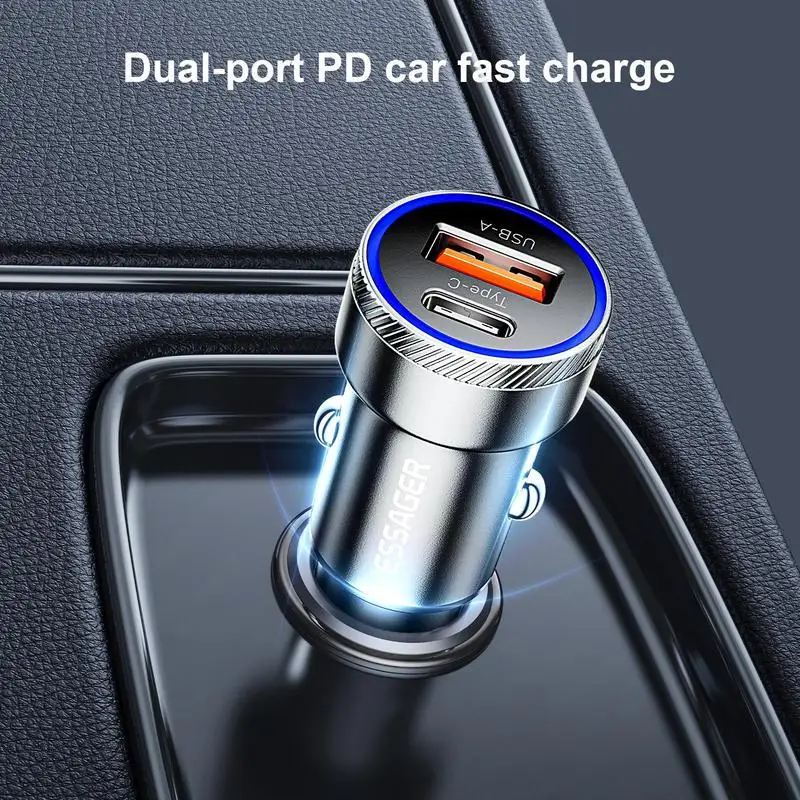 Автомобильное зарядное устройство USB мощностью 54 Вт USB-A Type-C, автомобильный адаптер для быстрой зарядки, два порта переменного тока, автомобильное зарядное устройство USB C для мобильных телефонов, планшетов