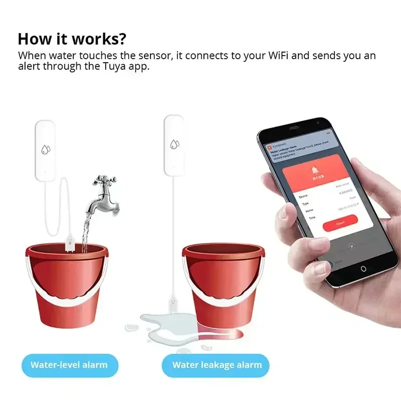 Tuya WiFi Датчик Утечки Воды Сигнализация Утечки Воды При Наводнении Автоматизация Умного Дома Защита Жилой безопасности Smart Life App