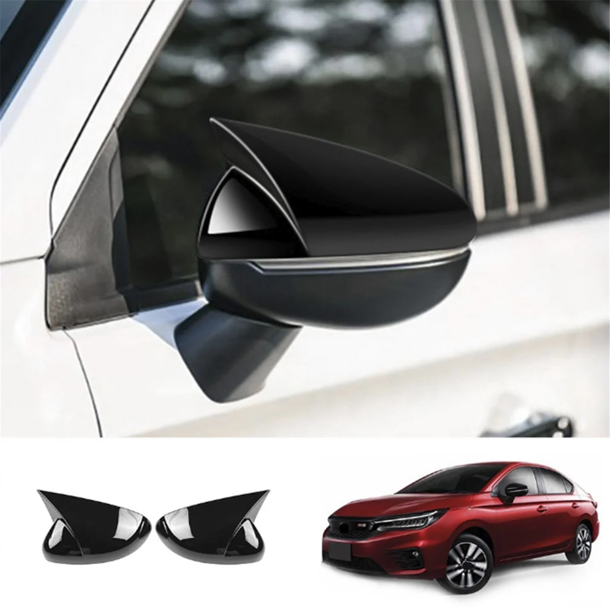 Крышка зеркала заднего вида автомобиля, крышка корпуса боковых зеркал заднего вида для City 2020, глянцевый черный RHD