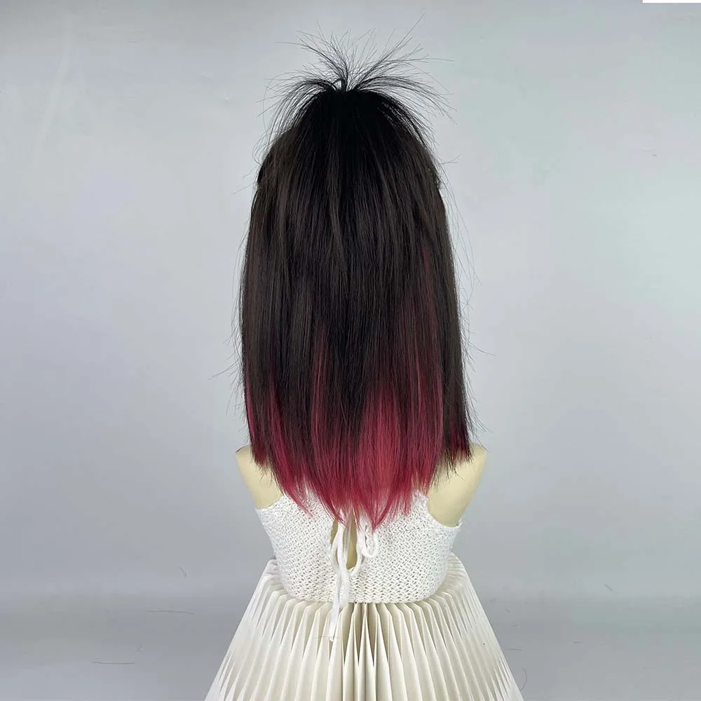 Синтетические парики Короткий Градиентный Розовый прямой парик с челкой для женщин, натуральный косплей, вечеринка в стиле Лолиты, искусственные волосы, термостойкие