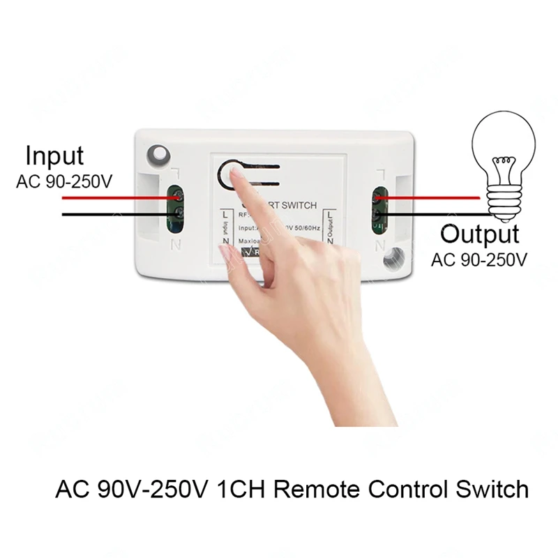 Беспроводной умный Выключатель света RF 433 МГц Управление освещением Интеллектуальный Переключатель Переменного тока 90-250 В Модуль 10A (1 Вт и 1 C)