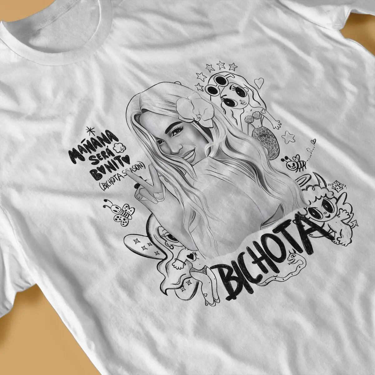 Karol G Мужская футболка Bichota, Черно-белая Модная Футболка, Оригинальная Уличная Одежда, Новый Тренд