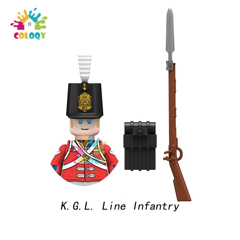 Строительные блоки солдат Наполеоновских войн WW2, мини-фигурки французских британских стрелков, оружейные игрушки для детей